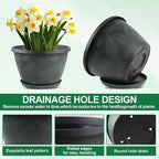 11 inch Plant Pot Set of 3, Plastic Flower Pots - Image 4