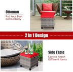 Tangkula 2 Pieces Patio Rattan Ottomans, Outdoor Wicker Footstool Footrest Seat - Image 9