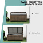 Outsunny 38 Gallon Outdoor Wicker Storage Bench Deck Box, PE Rattan Patio - Image 4