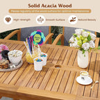 Tangkula 9 Pieces Acacia Wood Patio Dining Set - Image 5