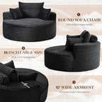Oversized Round Chaise Longue Chair Indoor, Modern 55-inch Upholstered Corduroy - Image 5
