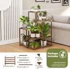 Bamworld Plant Stand Indoor Outdoor Corner Shelf Plant Holder 4-Pot Flower - Image 5