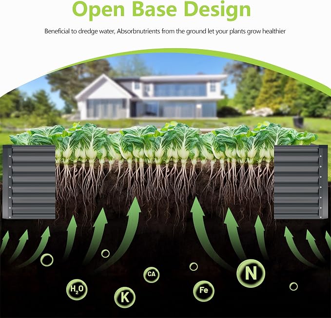 6x3x2FT Galvanized Raised Garden Bed, Galvanized Planter Boxes Outdoor - Image 2