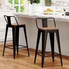WENTMENT Bar Stools Set of 2 Counter Height Metal Barstools - Image 6