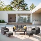 Belord 7 Piece Outdoor Furniture Patio Wicker Sofa Set, Oversize Outdoor Swivel - Image 3