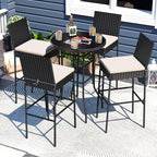 HAPPYGRILL Wicker Patio Barstools Set of 4, Outdoor Rattan Bar Chairs - Image 2