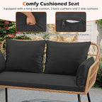 Tangkula Patio Wicker Loveseat, Outdoor Rattan 2-Seat Cushioned Sofa - Image 7