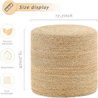 Handwoven Ottoman Pouf, Natural Seagrass Footstool, Round Braided Outdoor Seat - Image 3
