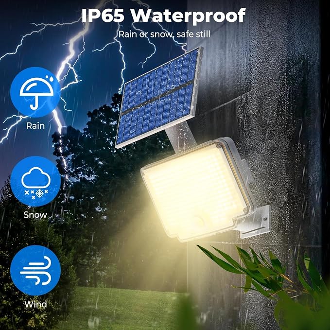 Peasur 1 Pack Solar Motion Lights Outdoor, 318 LED Solar Security Light - Image 7