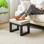 IBUYKE 16 Inch Small Foot Stool Ottoman, Rectangle Linen Foot Rest - Image 6