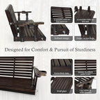 Fortune Candy Wooden Porch Swing 3-Seater, High Backrest and Deep Seat - Image 5