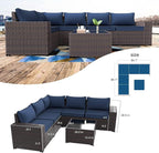 Kullavik 6PCS Outdoor Patio Furniture Set PE Wicker Rattan Sectional Sofa Patio - Image 6