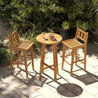 Tangkula 3 Piece Patio Bar Set, Teak Wood Bistro Furniture - Image 2