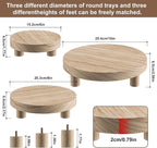3 Pcs Wood Plant Stand Indoor Outdoor, Round Wood Riser - Image 4