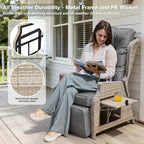 Outdoor Recliner with Adjustable Back and Footrest, Patio 150° Lay Flat - Image 5