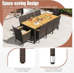 Tangkula 9 Pieces Rattan Outdoor Dining Set - Image 9