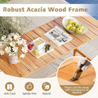 Tangkula Patio Bar Table, 54” x 22” Acacia Wood Counter Height Table - Image 7