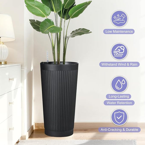24in Tall Self-Watering Planters Set of 2 - Image 2