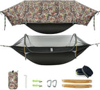 Camping Hammock Tent with Mosquito Net & RainFly, 3 in 1 Waterproof Lightweight by Rivenlo