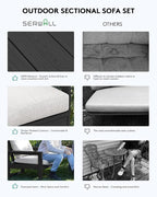SERWALL HDPE Patio Sofa Set, 3-piece Sectional Outdoor Furniture Set, All - Image 5