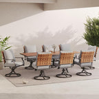 Grand patio 9-Piece Outdoor Dining Set, 8 Leather-Look Wicker Swivel Patio - Image 2