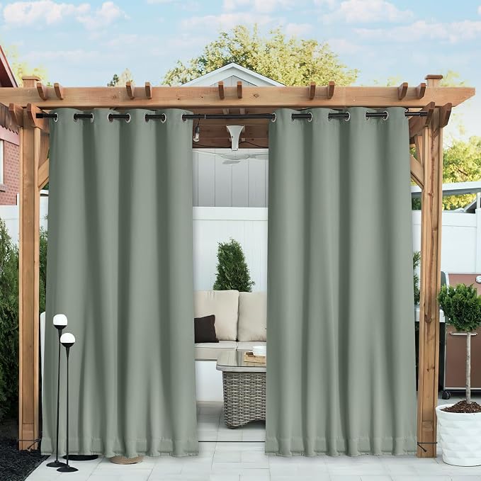 NICETOWN 2 Panels Weighted Blackout Outdoor Curtains Patio Waterproof, Thermal by NICETOWN
