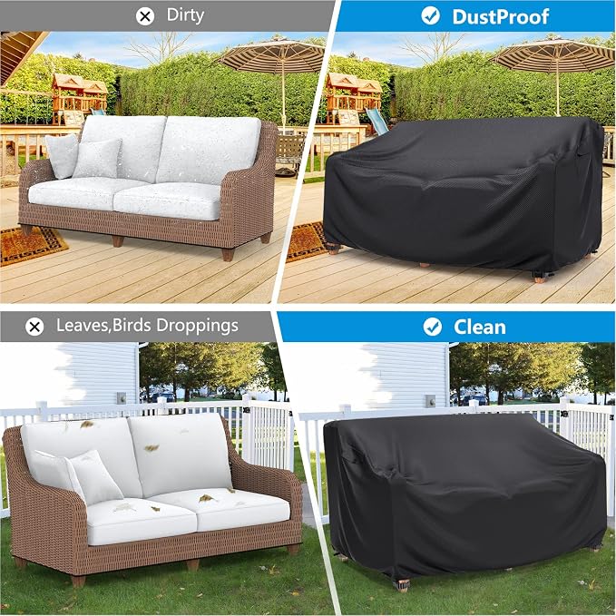Heavy Duty Patio Sofa Cover Waterproof, Mrrihand 3-Seater Outdoor Sofa Loveseat - Image 6