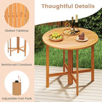 Tangkula 36 Inches Outdoor Folding Round Dining Table, No Assembly Patio Acacia - Image 7