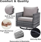 Belord Outdoor Bistro Set 3 Piece Wicker Swivel Rocker Patio Chairs, Oversize - Image 7