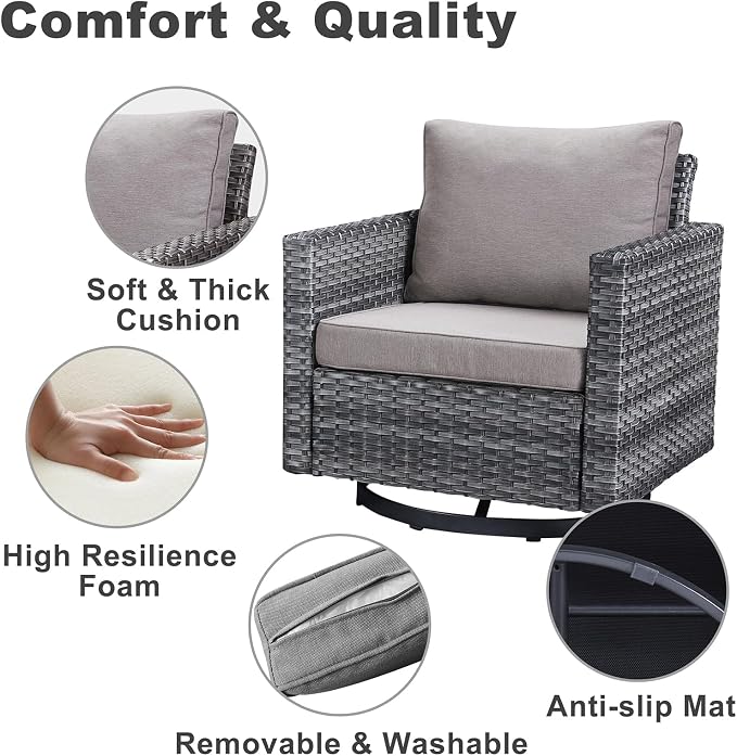 Belord 7 Piece Outdoor Furniture Patio Wicker Sofa Set, Oversize Outdoor Swivel - Image 8