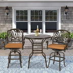 VIVIJASON 3-Piece Patio Swivel Bar Stools Set, All Weather Cast Aluminum - Image 7