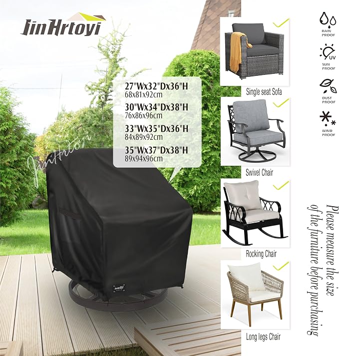JinHrtoyi Outdoor Chair Covers 2 Pack, 27Wx32Dx36H inches Patio Chair Cover - Image 3