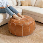 Thgonwid Unstuffed Moroccan Storage Pouf Foot Stool Ottoman Seat Handmade Faux - Image 2
