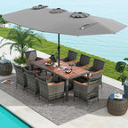 Tangkula 10 Pieces Patio Wicker Dining Set w/Double-Sided Patio Umbrella - Image 8