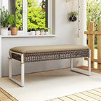 Tangkula Outdoor Ottoman, Patio Rattan Heavy Duty Wicker Footrest - Image 2