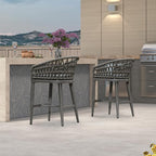 PURPLE LEAF Outdoor Rattan 24" Counter Height Bar Stools Chair Set of 2 - Image 7