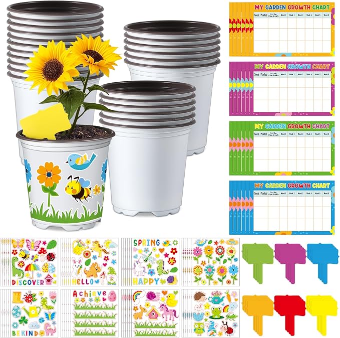 Capoda 48 Sets Garden Flower Pots Crafts Kit DIY Spring Plastic Seedling by Capoda