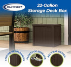 Suncast 17 x 22 Inch Resin 22-Gallon Patio Storage Deck Box, Java Brown - Image 2
