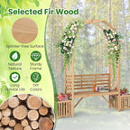 Giantex Outdoor Bench with Garden Arch & Planters, Wooden Pergola Archway - Image 6