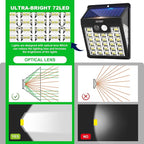 Solar Lights Outdoor, 72 LED Motion Sensor Wall Light, IP65 Waterproof and 3 - Image 5