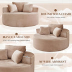 Antetek Oversized Round Chaise Longue Chair Indoor, Modern 55-inch Upholstered - Image 5
