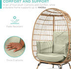 Best Choice Products Wicker Egg Chair, Oversized Indoor Outdoor Lounger - Image 7
