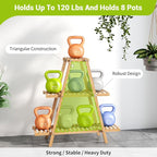 BMOSU Plant Stand Bamboo for Indoor Outdoor Tiered Plant Shelf 8 Potted Flower - Image 5