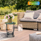 Outdoor Side Table Round Small Mosaic Patio Accent Indoor End Plant Coffee Tea - Image 2