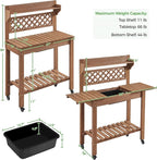 Yaheetech Potting Bench Table Outdoor Garden Horticulture Wooden Workstation - Image 2