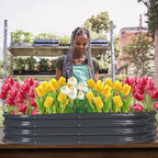 Raised Garden Bed Galvanized Planter Box Outdoor, Rot-Resistant Metal Garden - Image 6