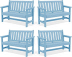 SERWALL Outdoor Bench, HDPE Outdoor Benches Weatherproof, 2-Person Garden Bench by SERWALL