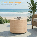 ONBRILL Outdoor Round Ottoman, All Weather Outdoor Footstool - Image 5