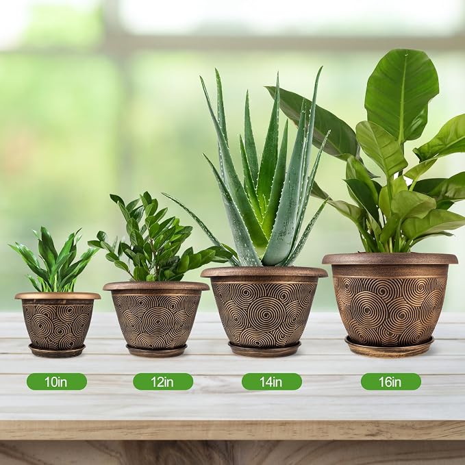 14 Inch Large Planter Pot for Plants Indoor Outdoor, 4 Pack Plastic Flower Pots - Image 6