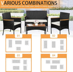 Shintenchi 4-Piece Patio Furniture Set, Outdoor Wicker Patio Conversation - Image 2
